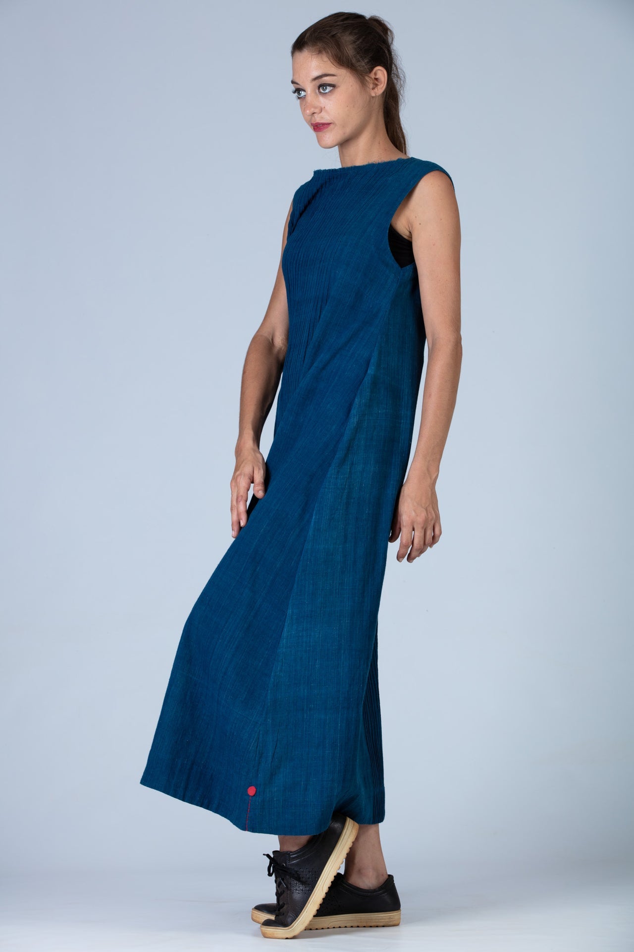 Natural Indigo Cotton Dress - NIKITA - Upasana Design Studio