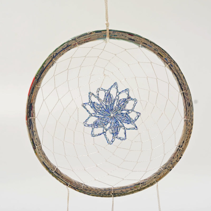 Upcycled Coiled Newspaper Dream Catchers