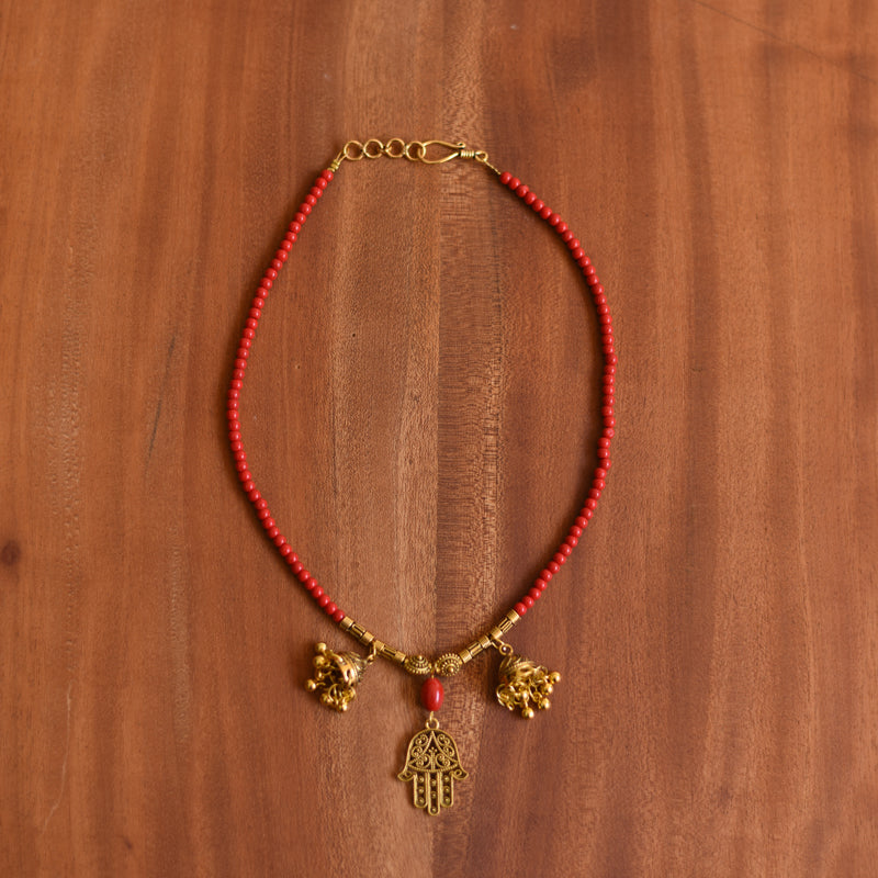 golden coral necklace