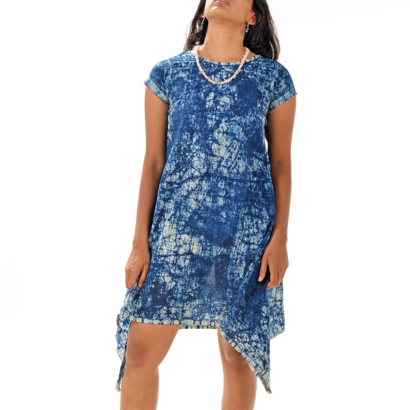 Sidedrop Dress – Dark Blue Shibori Cotton