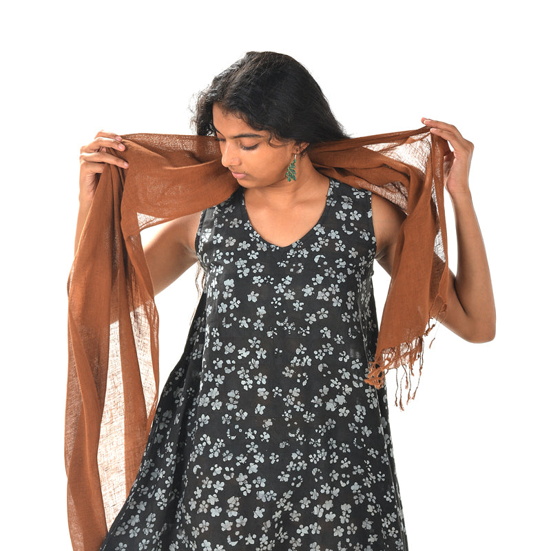 Plain Brown Scarf – Cotton Linen Blend