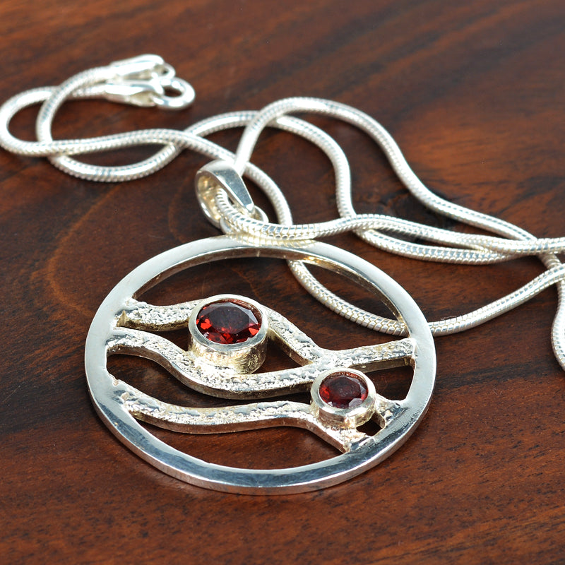 Garnet Silver 92.5 Jewellery - Chain With Pendant