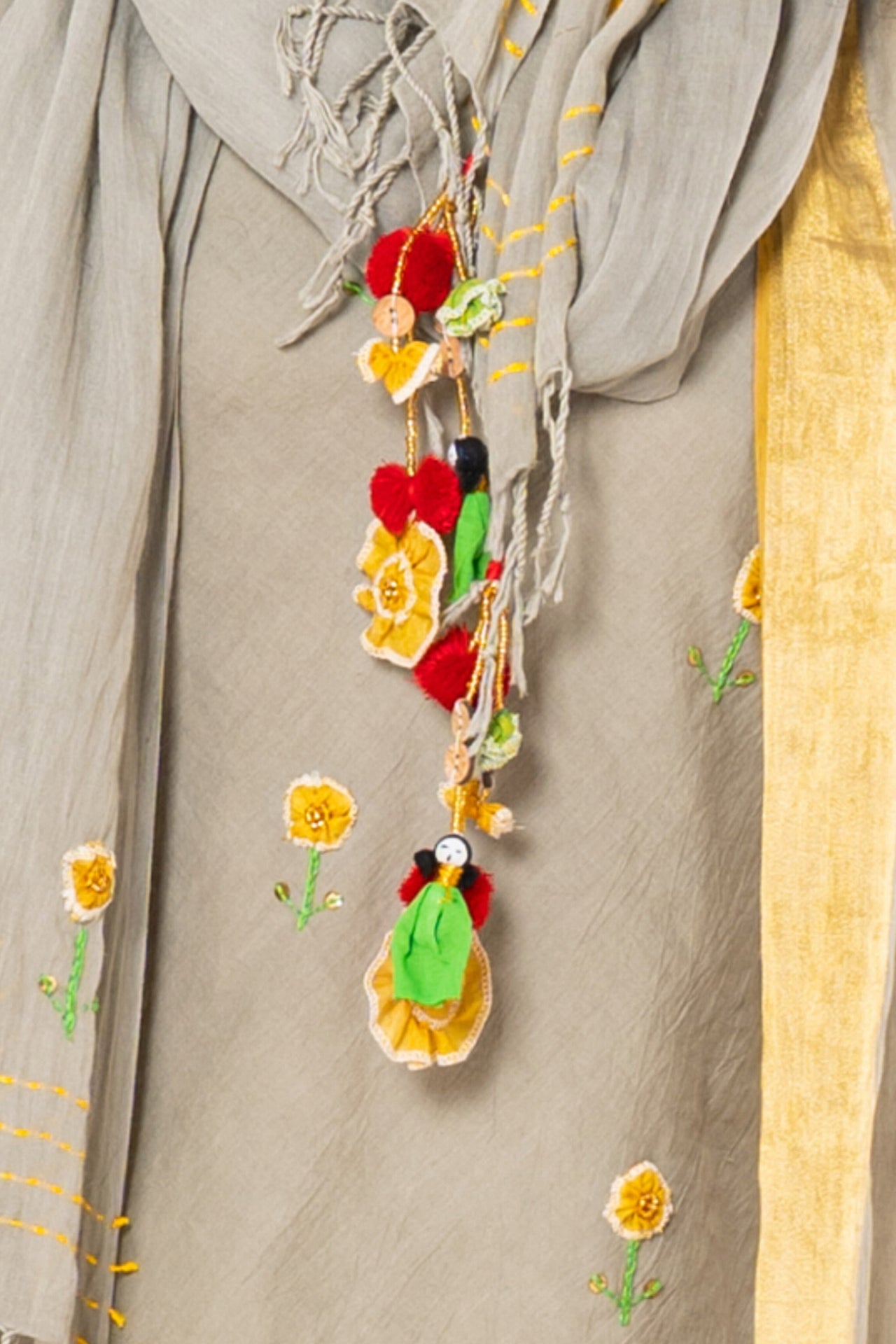 Set of 4- Beige Medicinal Tulsi Dyed Organic Cotton Set