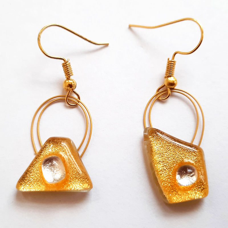 Small Gold Creation Set, Necklace and Hanging Earrings