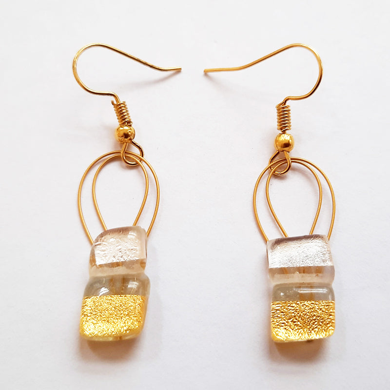 Delicate Gold and Silver Creation Set, Necklace and Hanging Earrings
