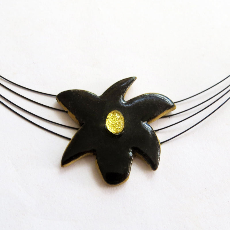 Small Orchid Ceramic Necklace