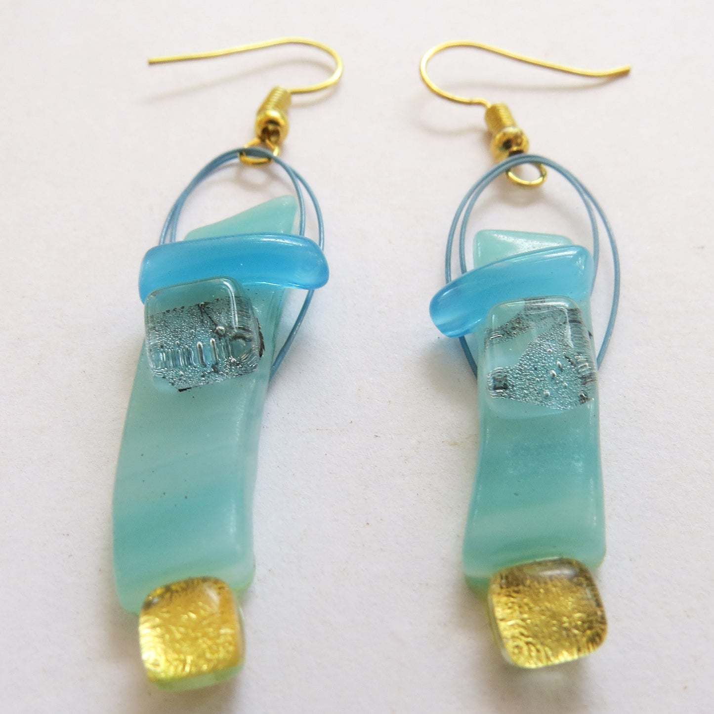 Turquoise Gold-in-Glass Set