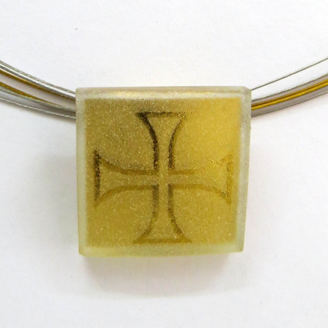 Cross Symbol Pendant (Gold-in-Glass)