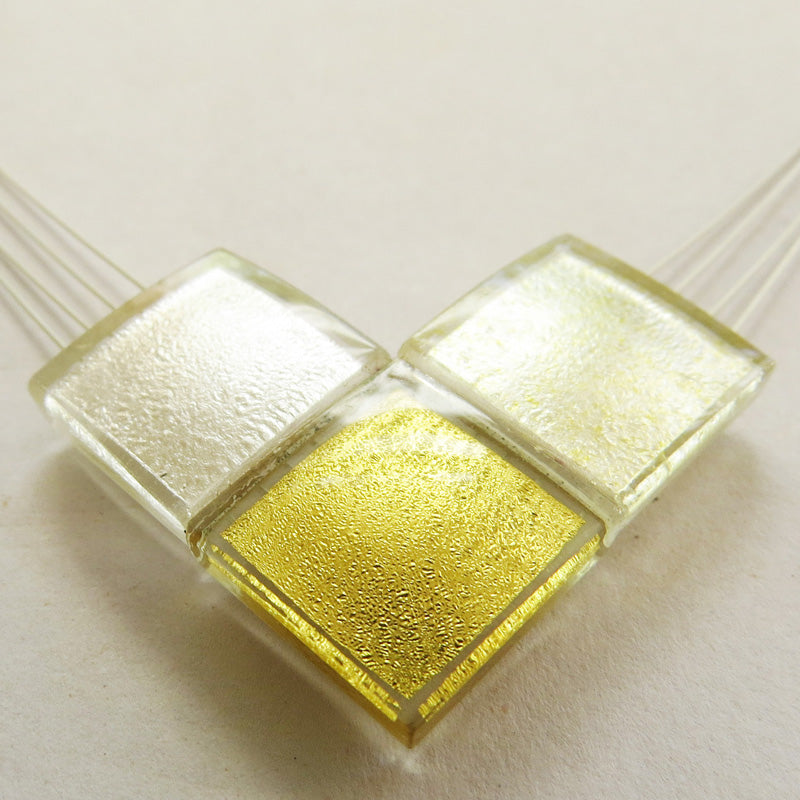 Small Square Necklace (Gold and Silver-in-Glass)