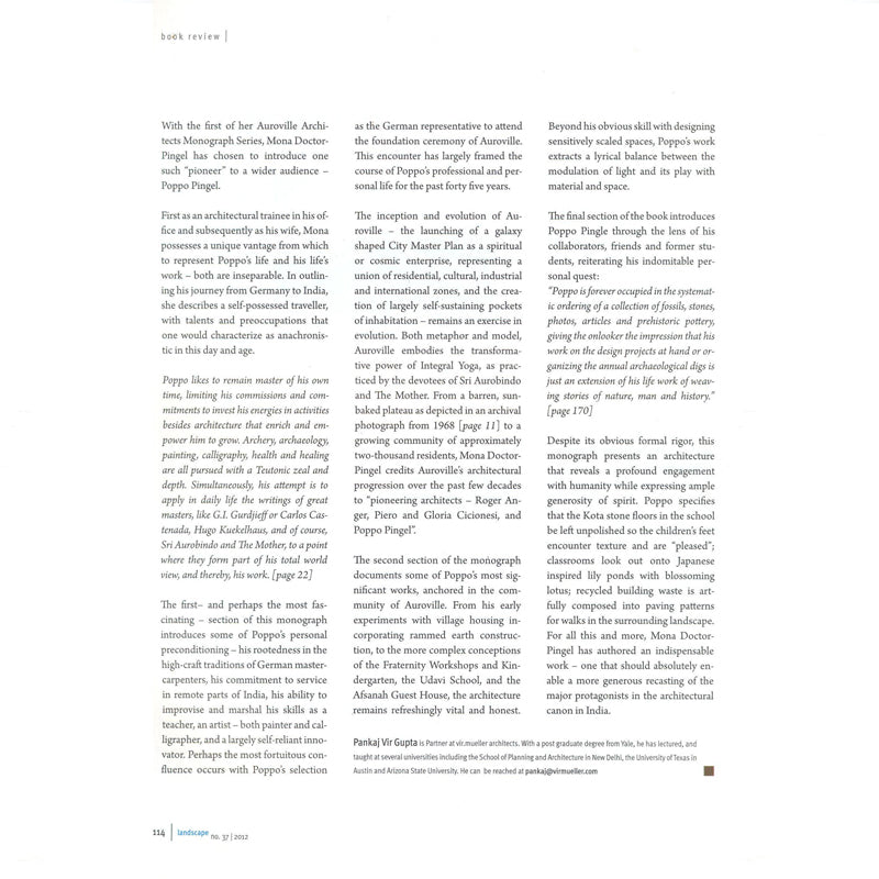 POPPO PINGEL : Auroville Architects Monograph Series
