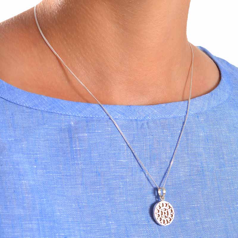 Mother and Sri Aurobindo Symbol Silver Pendant (Front & Back)