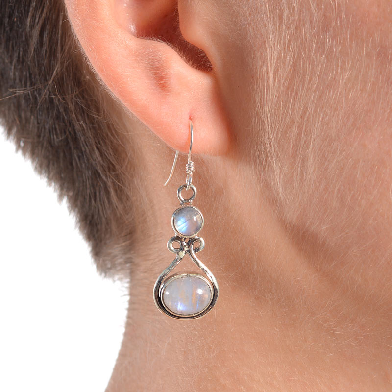 Rainbow Moonstone Dangle Earrings