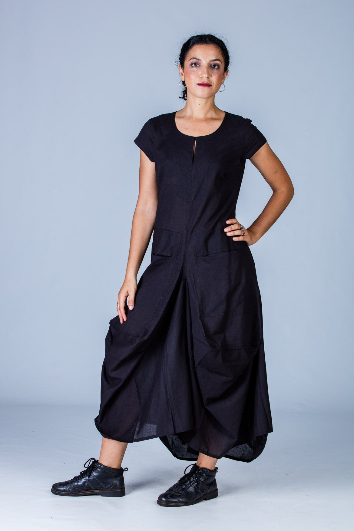 Black Organic cotton Dress - JESSICA - Upasana Design Studio
