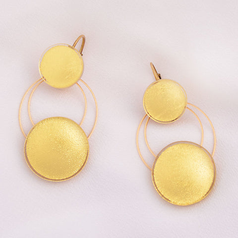 Double Sun Earrings (Gold-in-Glass)