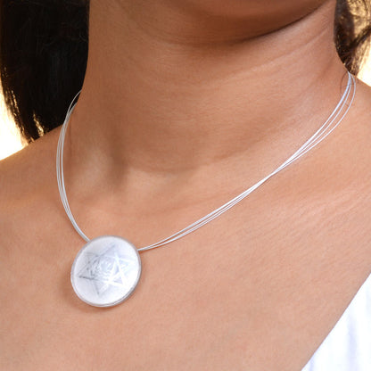 Sri Aurobindo Symbol Silver-in-Glass Pendant