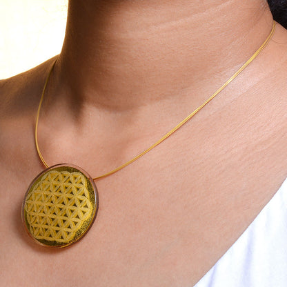 Flower Of Life Gold-in-Glass Pendant