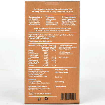 54% Crunchy Peanut Butter Dark Vegan Chocolate Bar - (Set of 3)