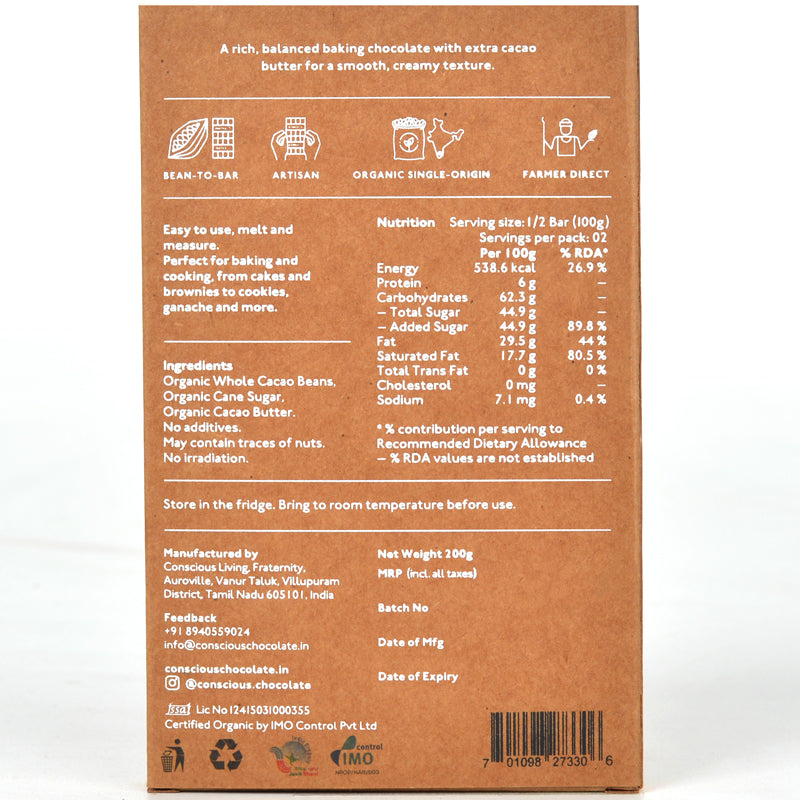 55% Couverture Dark Vegan Baking Chocolate