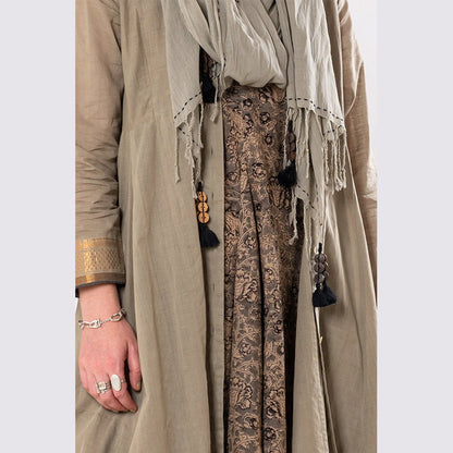 Set of 3: Sage Knee length Cotton Jacket Dress Set