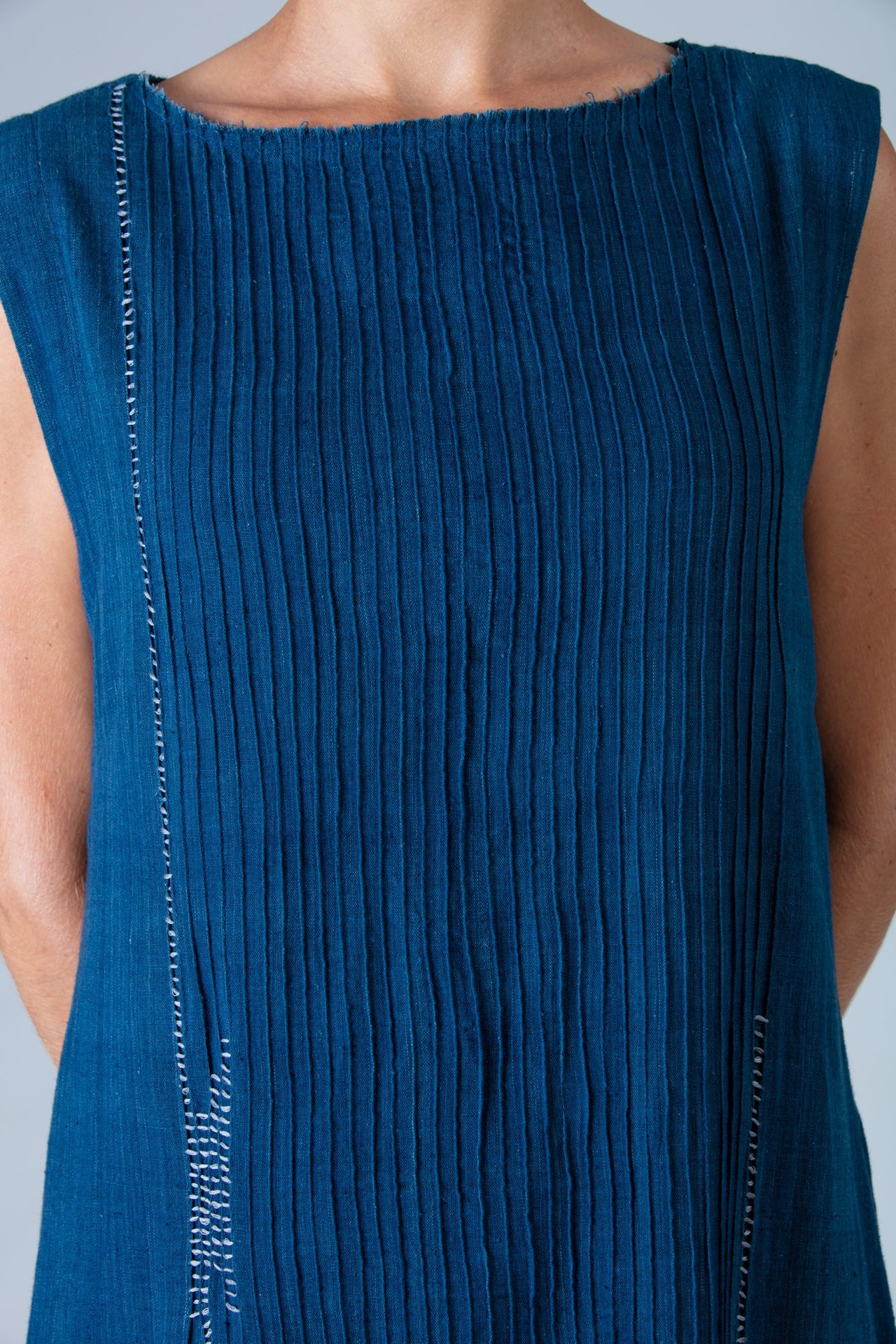 Natural Indigo Cotton Dress - NIKITA - Upasana Design Studio