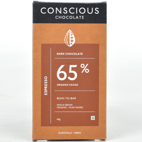 65% Espresso Dark Vegan Chocolate Bar  - (Set of 3)