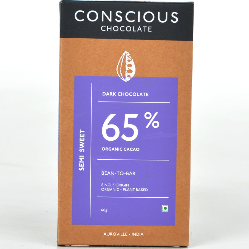65% Semi-Sweet Dark Vegan Chocolate Bar - (Set of 3)