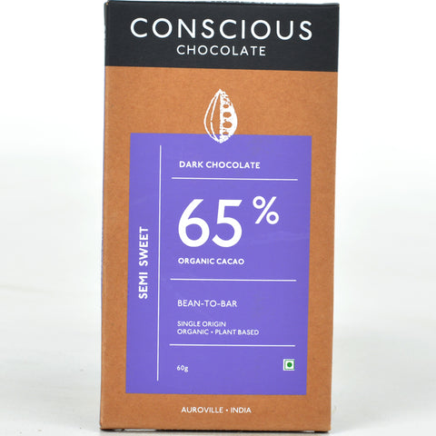 65% Semi-Sweet Dark Vegan Chocolate Bar - (Set of 3)