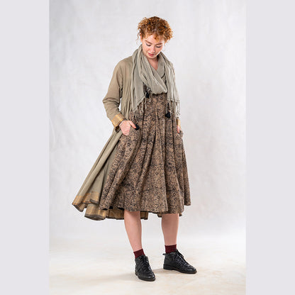 Set of 3: Sage Knee length Cotton Jacket Dress Set