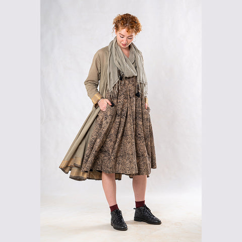 Set of 3: Sage Knee length Cotton Jacket Dress Set