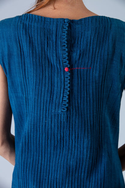 Natural Indigo Cotton Dress - NIKITA - Upasana Design Studio