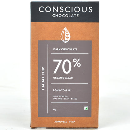 70% Cacao Chip Dark Vegan Chocolate Bar - (Set of 3)