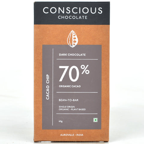 70% Cacao Chip Dark Vegan Chocolate Bar - (Set of 3)