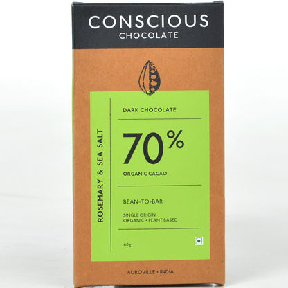 70% Rosemary & Sea Salt Dark Vegan Chocolate Bar - (Set of 3)