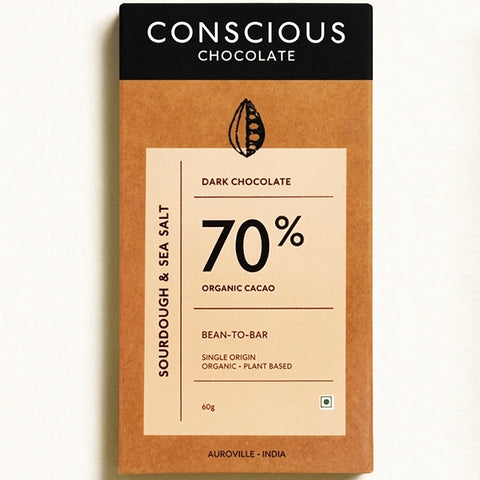 70% Sourdough & Sea Salt Dark Vegan Chocolate Bar - (Set of 3)