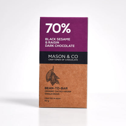 70% Black Sesame & Raisin Dark Chocolate Bar - (Set of 3) India