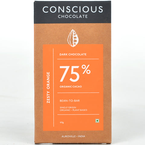 75% Zesty Orange Dark Vegan Chocolate Bar - (Set of 3)