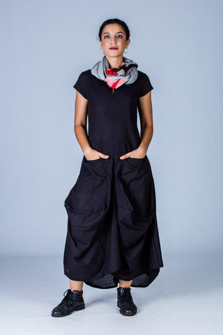 Black Organic Cotton Pocket Dress