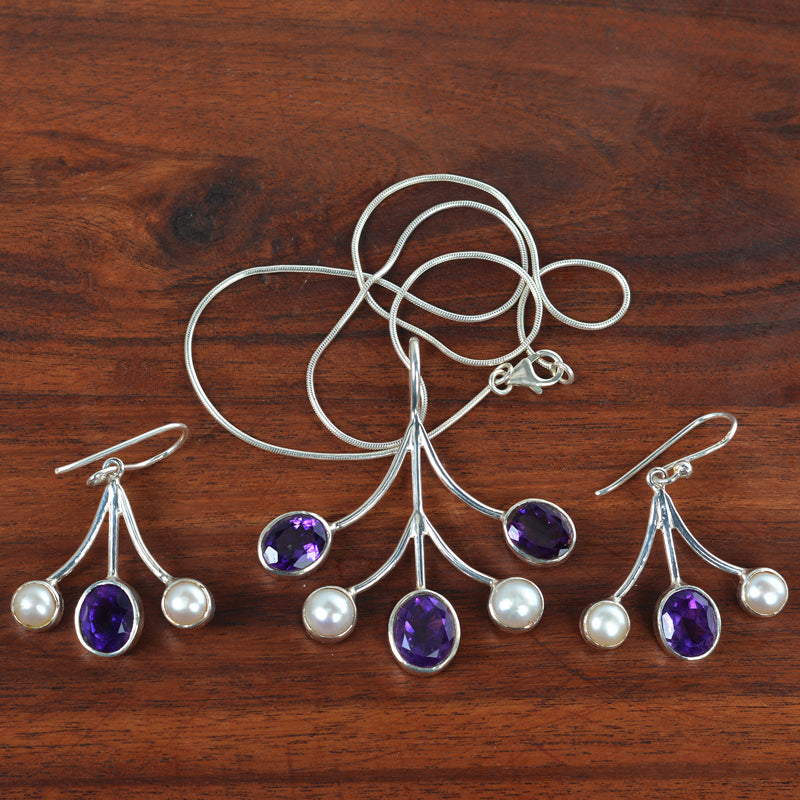 Amethyst Pearl Silver 925 Sterling Silver