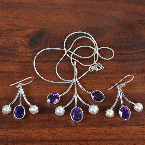 Amethyst Pearl Silver 925 Sterling Silver