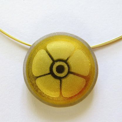 Auroville Symbol Gold-In Glass Pendant