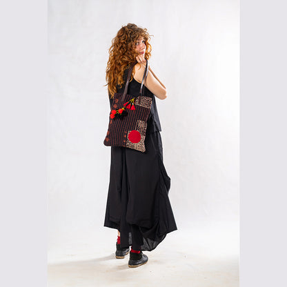 Set of 2: Black Linen Top & Pocket Skirt