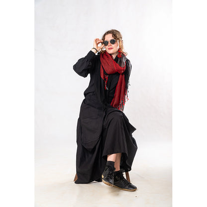 Set of 2: Black Linen Poet Shirt & Pocket Skirt