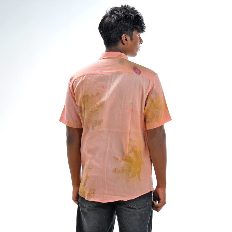 Botanical Printed Cotton Shirt – Coral Pink