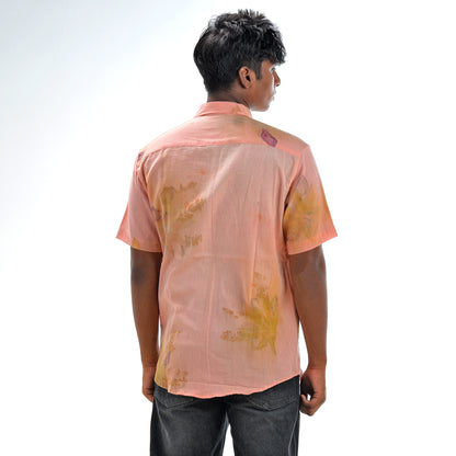Botanical Printed Cotton Shirt – Coral Pink