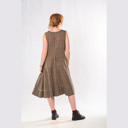 Set of 3: Brown Straight Kalamkari Jacket Dress Set