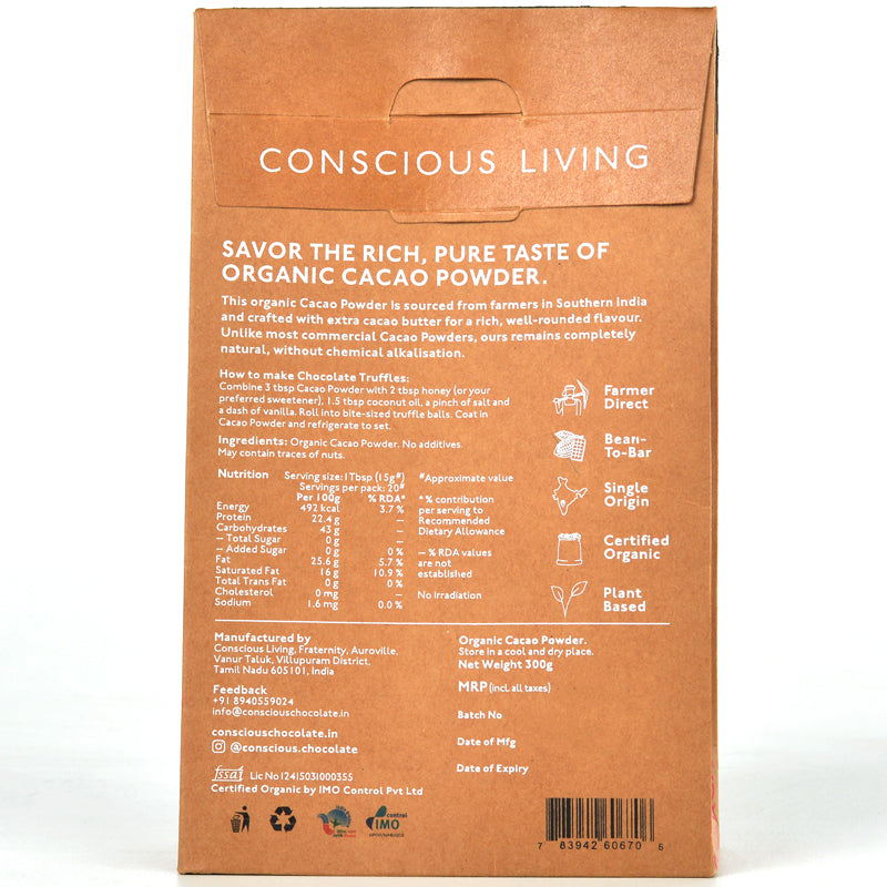 Cacao Powder- Organic Vegan Cacao Powder Non-alkalised