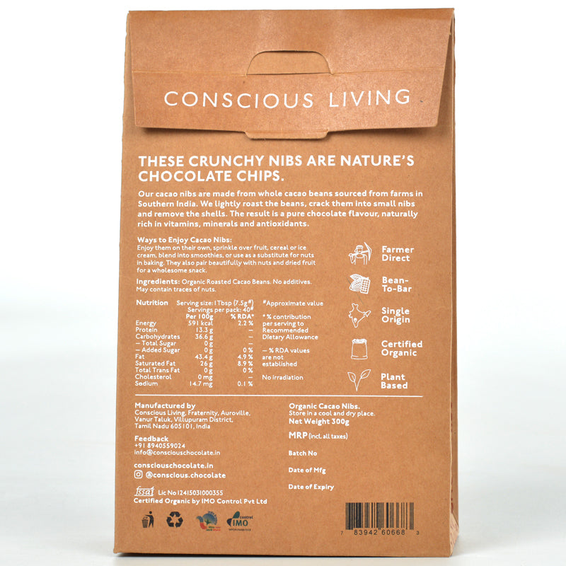 Cacao Nibs - Roasted & Cracked Organic Vegan Cacao Beans