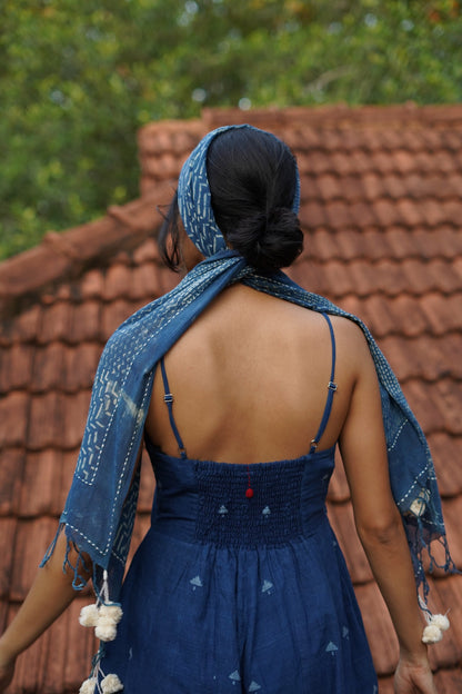 Indigo Jamdani Wide Leg Jumpsuit