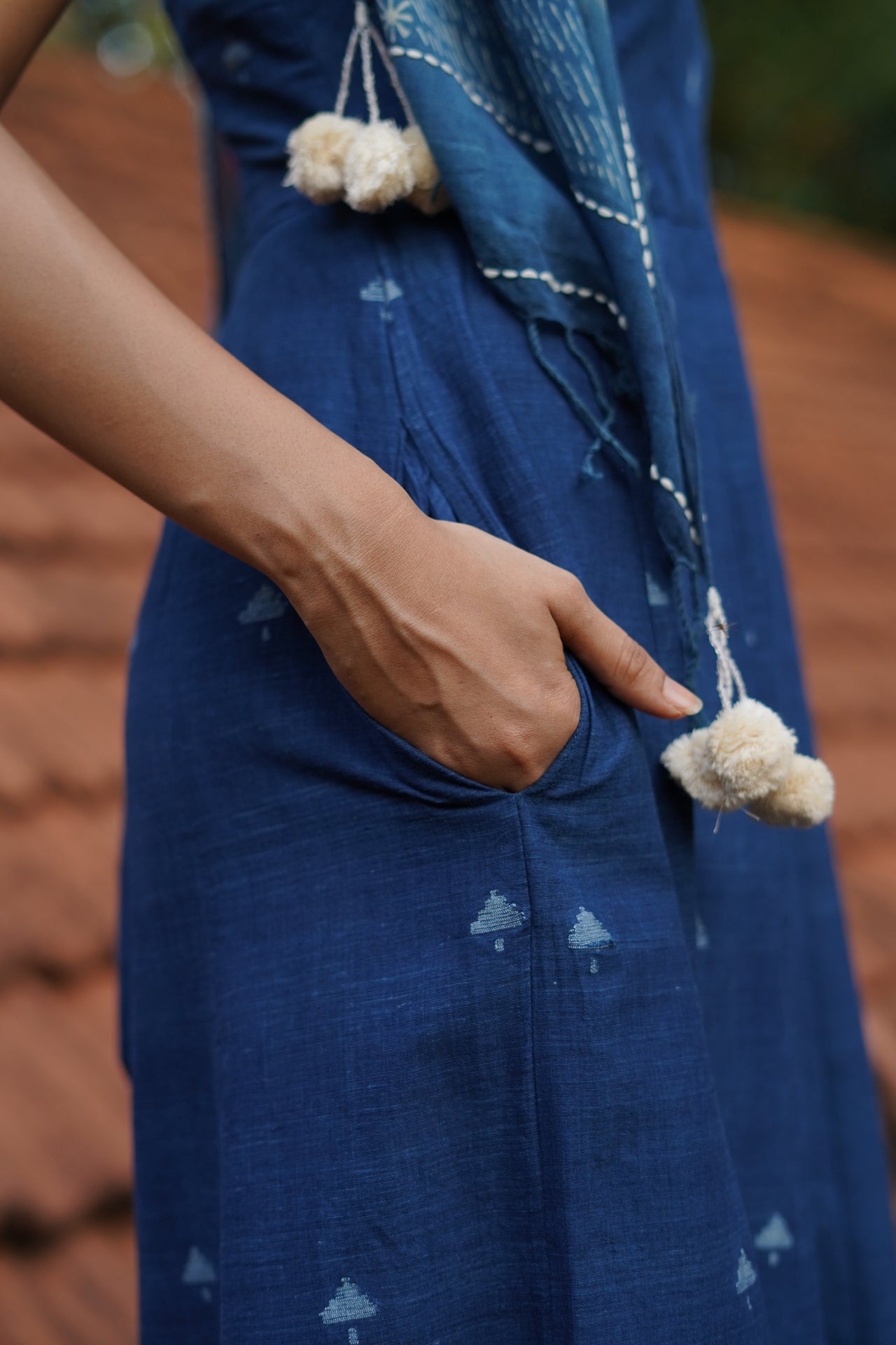 Indigo Jamdani Wide Leg Jumpsuit