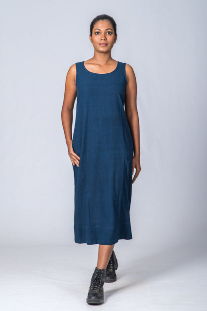 Natural Indigo  Cotton Jamdani Iniya Set - Upasana Design Studio